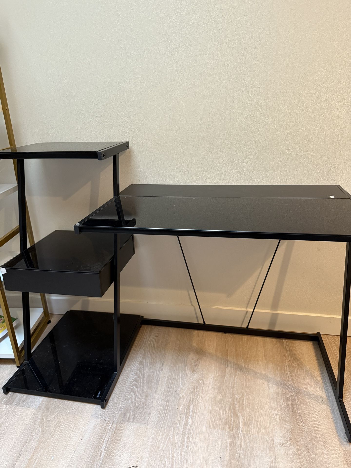 office table desk black glass