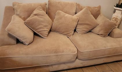 Taupe Living Room Couch Set with Ottoman – Spacious Seating
