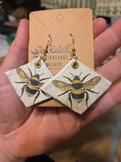 Handmade Clay Bee Earrings