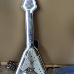 Gibson Flying V Neon Clock In Great Shape With Adapter $30