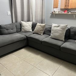 Gray Sectional Sofa - Broken Underside (pillows included)