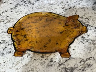 Vintage Indiana Tiara Amber Pig Platter/Tray