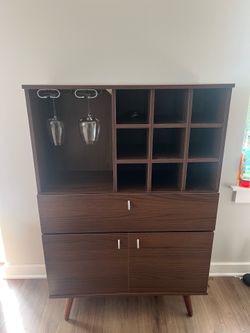 Bar Cabinet - Dark Brown Wood