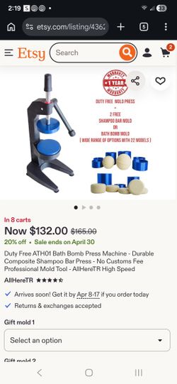 Start A Bathbomb/Shower Fizzy Biz: Bath Bomb Press & Several Canister Molds