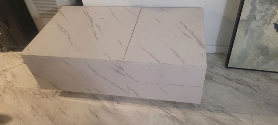 White Marble-Look Sideboard Cabinet