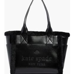 Kate spade jett faux shearling trim tote bag