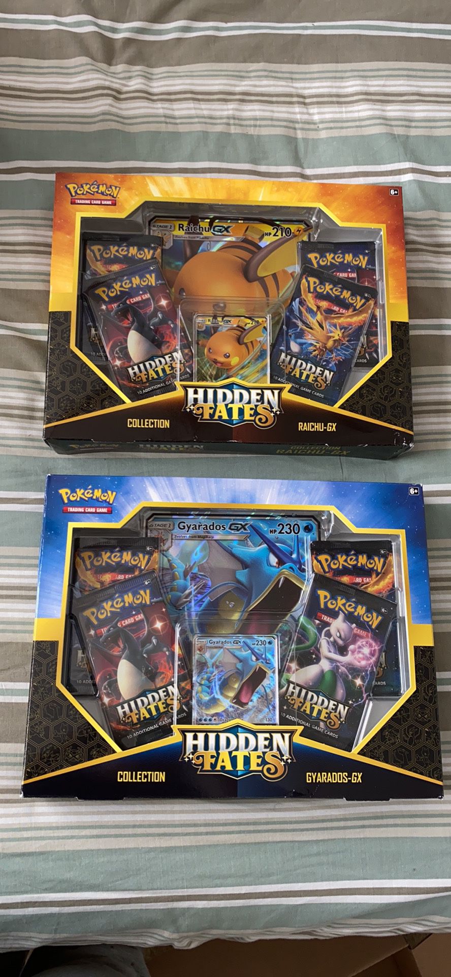 Set of 2- Gyarados, Raichu - Pokemon Hidden Fates GX Collection Box