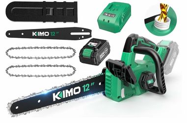 KIMO Brushless Electric Chainsaw Cordless, 4.0Ah Battery & Fast Charger, Handheld Chain Saw with Auto Oiler, Battery Powered Chainsaw Electric for Tre