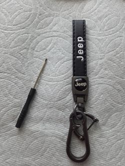 Jeep Leather Keychain with Carabiner Clip