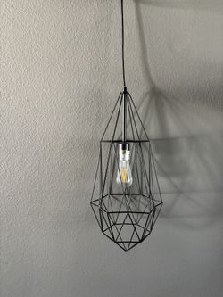 Black Metal Plug in Light Hanging Light Fixture with Cord