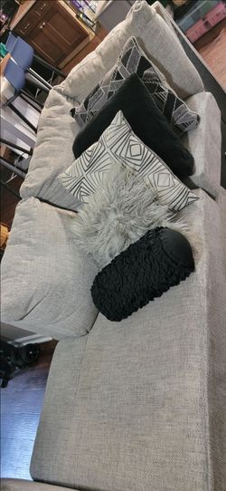 Large Light Gray Fabric Sofa