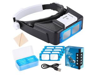 YOCTOSUN Magnifying Glasses with Light for Close Work, Rechargeable Headband Magnifier with 4 Lenses 1.5X-3.5X, Hands Free Head Magnifying Visor for H