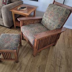 Oak Morris Chair & Foot Stool
