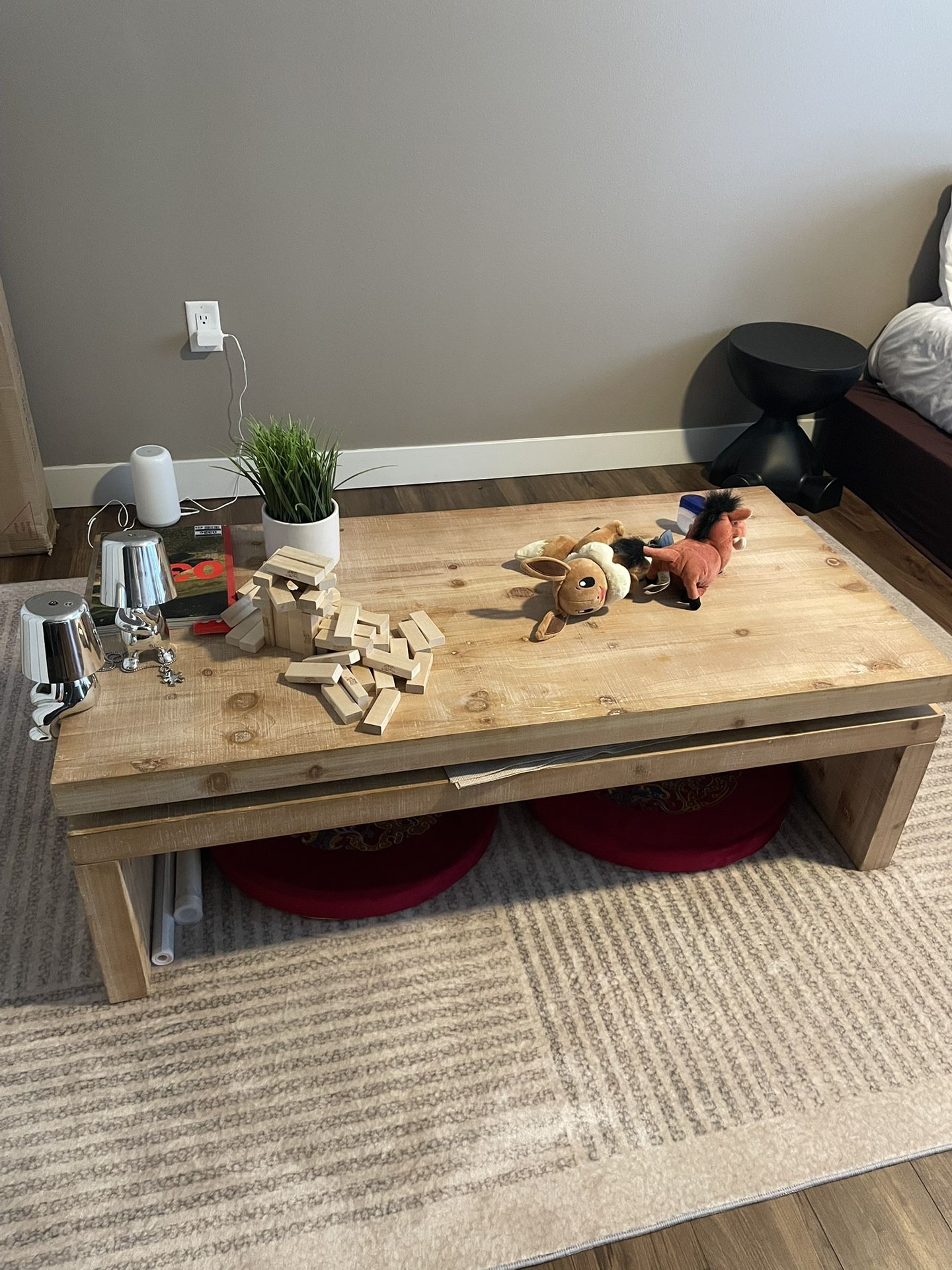 Wooden Tatami/Coffee Table – Rustic Natural Finish