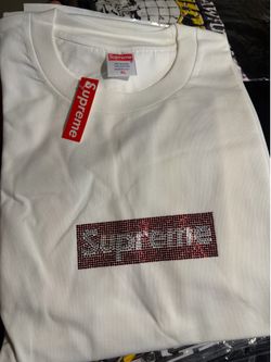 Supreme rhinestone white tee XL