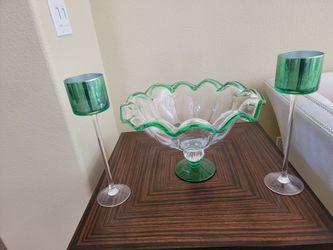 Punch/ fruit bowl and candle holders