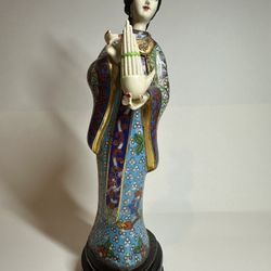  Consigned Chinese Antique Cloisonne Figurine With Necklace 