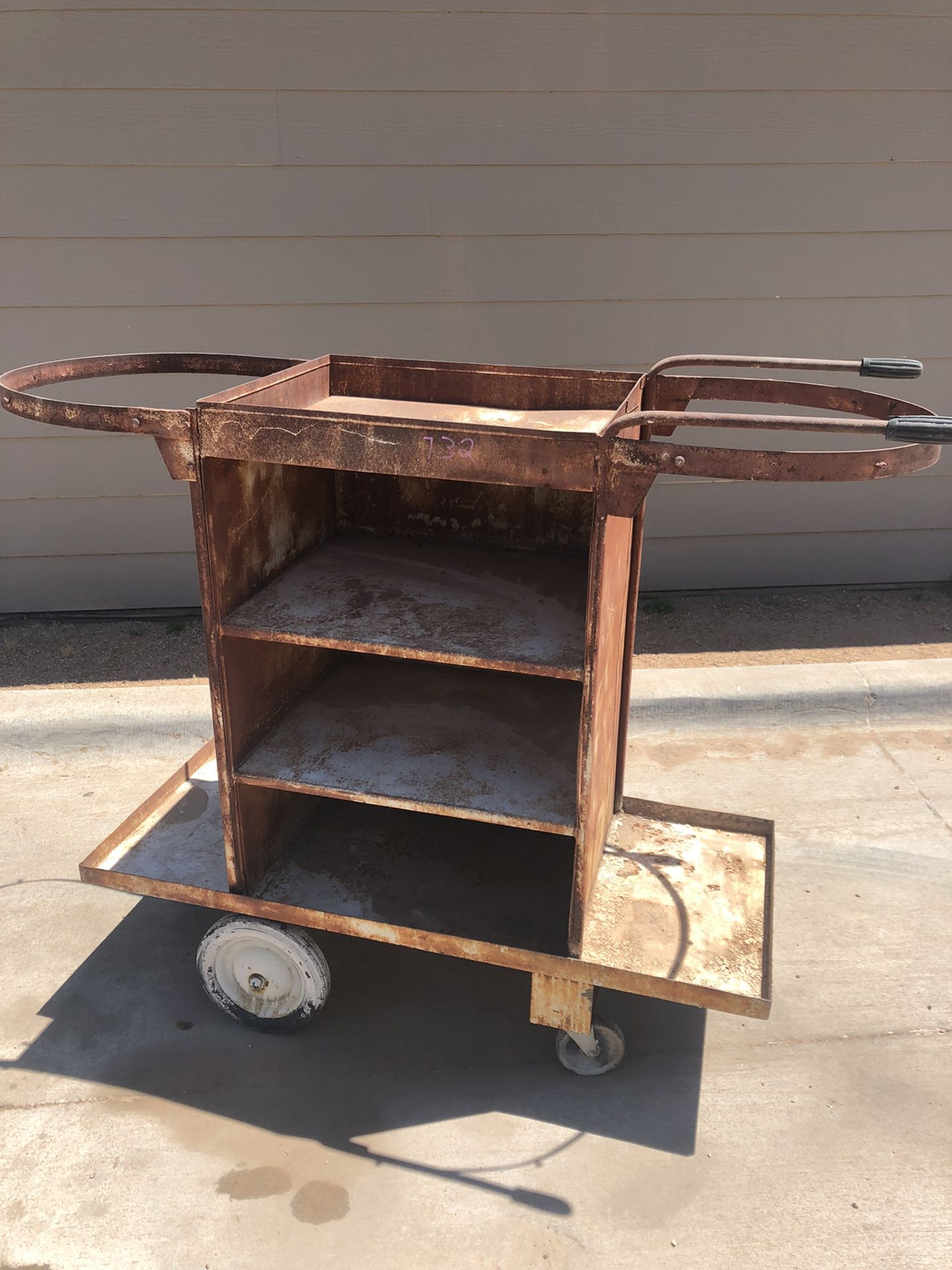 Vintage Welders Metal Push Cart w/ Shelves