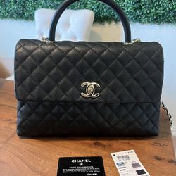 Medium Chanel Coco handle -Black Caviar Leather 