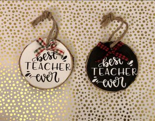 Best Teacher Ever Wood Ornaments 