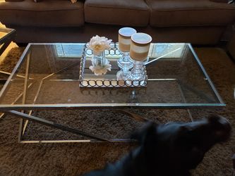 Glass coffe table and two side table
