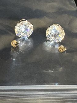 10K GOLD 10MM AAA CZ EARRINGS 