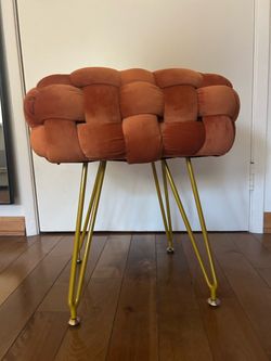 Burnt Orange Tufted Velvet Stool