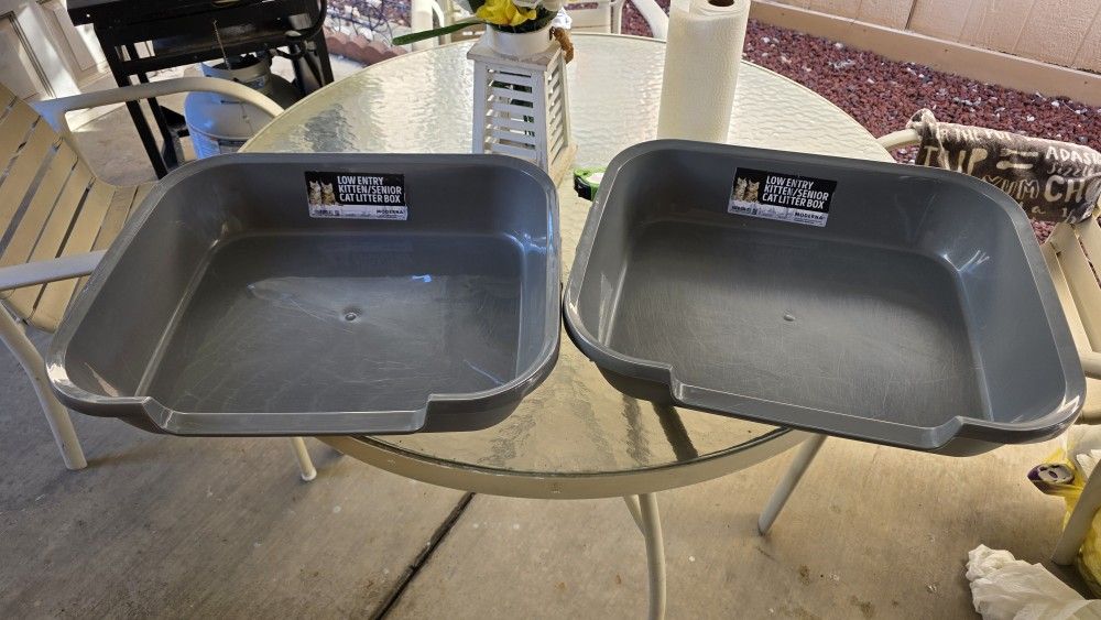 Two Extra Large Low Entry Litter Boxes - Barely Used