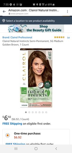 Clairol Natural Instincts Semi-Permanent, 5G Medium Golden Brown, 1 Count