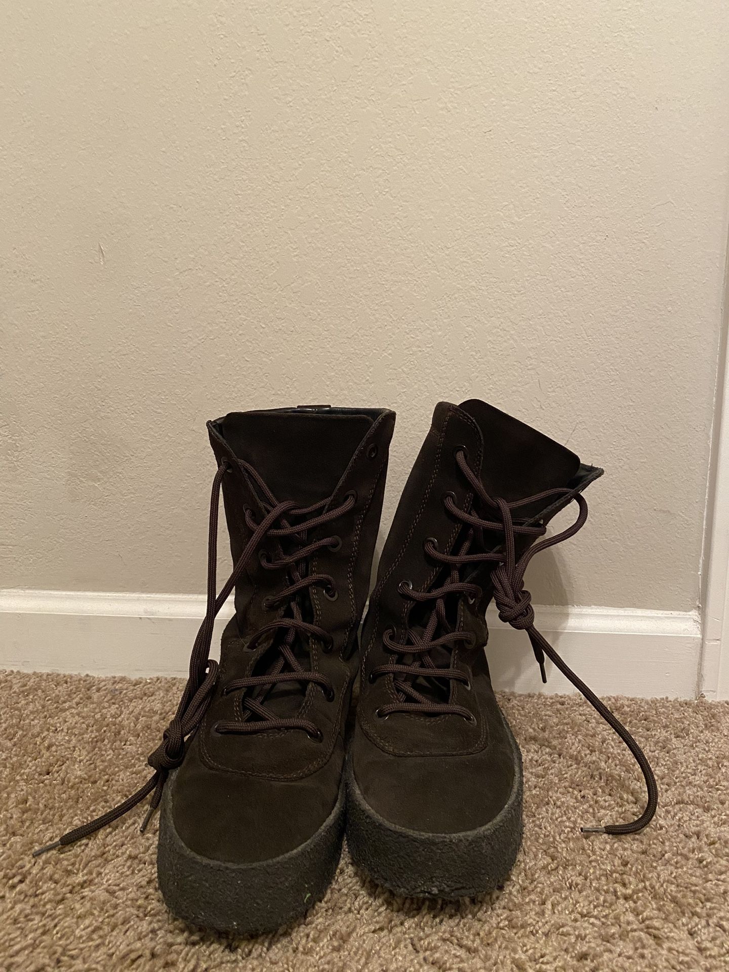 Yeezy Season 2 Brown Oil Thick Suede Crepe Boots