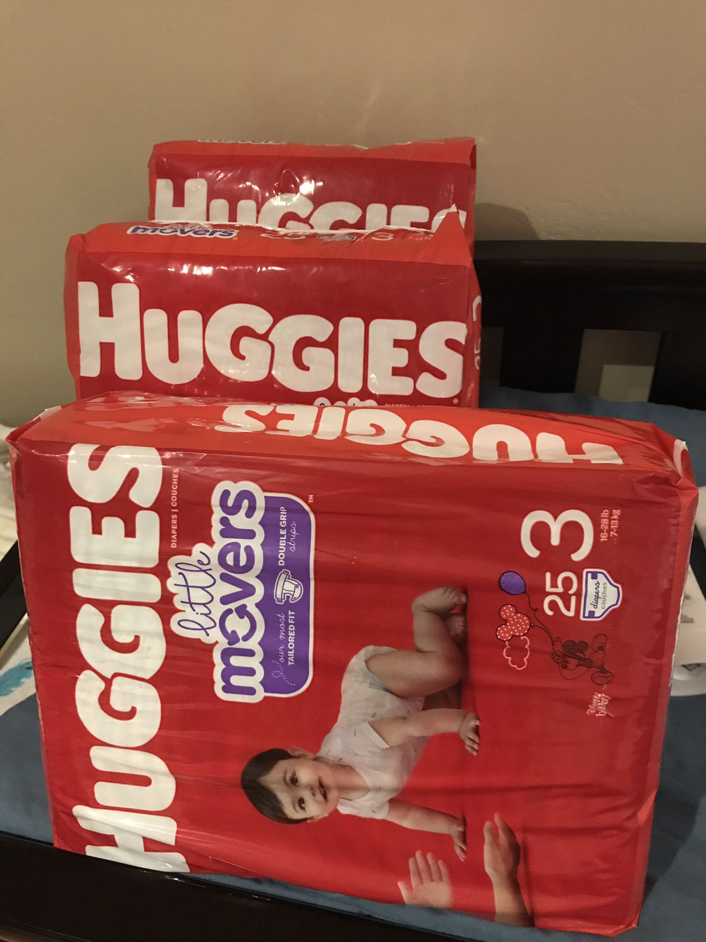 3 Huggies Little Movers Diapers Size 3