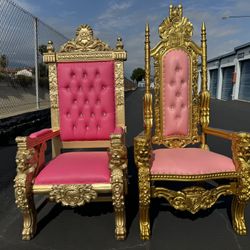 Pink & Gold King & Queen Throne Chair