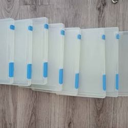8 Blue A4 Transparent Plastic Document and Paper Filing Cases/Box