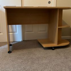 Sauder Rolling Desk With Side Shelves 