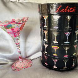 Lolita Love My Martini Hand Painted Glasses 