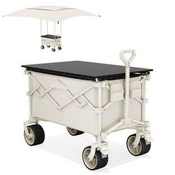 jearey 8.5 ft. x 9.5 ft. Steel Garden Cart 150 L Folding Fabric Wagon Cart with Removable Oversized Canopy in Beige brand new in box $99