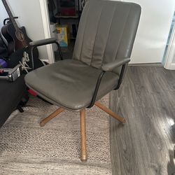 Grey Faux Leather Accent Arm Chair