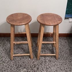 Vintage Oak 1980s barstool set 