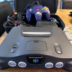Nintendo 64 Bundle (Tested) + Atomic Purple Controller + Mario Party + GoldenEye + Diddy Kong Racing