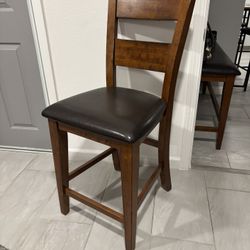 Counter Height Wooden Chairs (Brown wood+Black cushion) - Great condition  