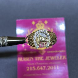 14KT GOLD HORSE SHOE CROSS RING 🐴 