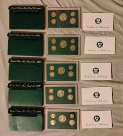 US Mint Proof Sets year 1994 to year 1998 with COAs