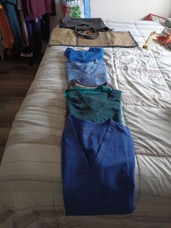 Lot of 5 V-Neck Scrub Tops