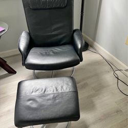 Leather Chair And Stool 