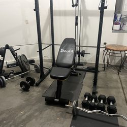 Full Weight Rack Station Setup + Weights