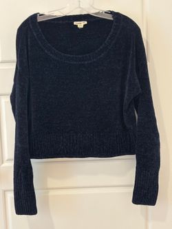 Garage Navy Chenille Cropped Sweater Size M