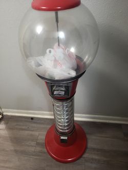 Large Red / Gold Spiral Fiberglass Gumball Machine - 56" Tall