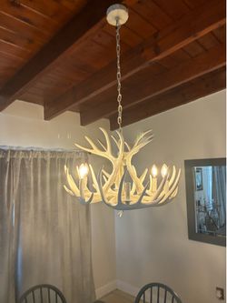 White antler chandelier.