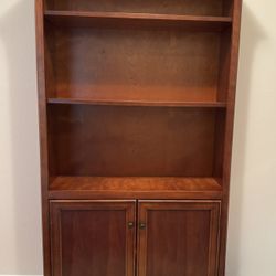 Solid Wood Bookcase w/ Lower Cabinet Storage