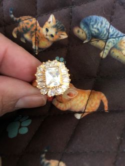925/14k gold filled white topaz cocktail ring 8.5